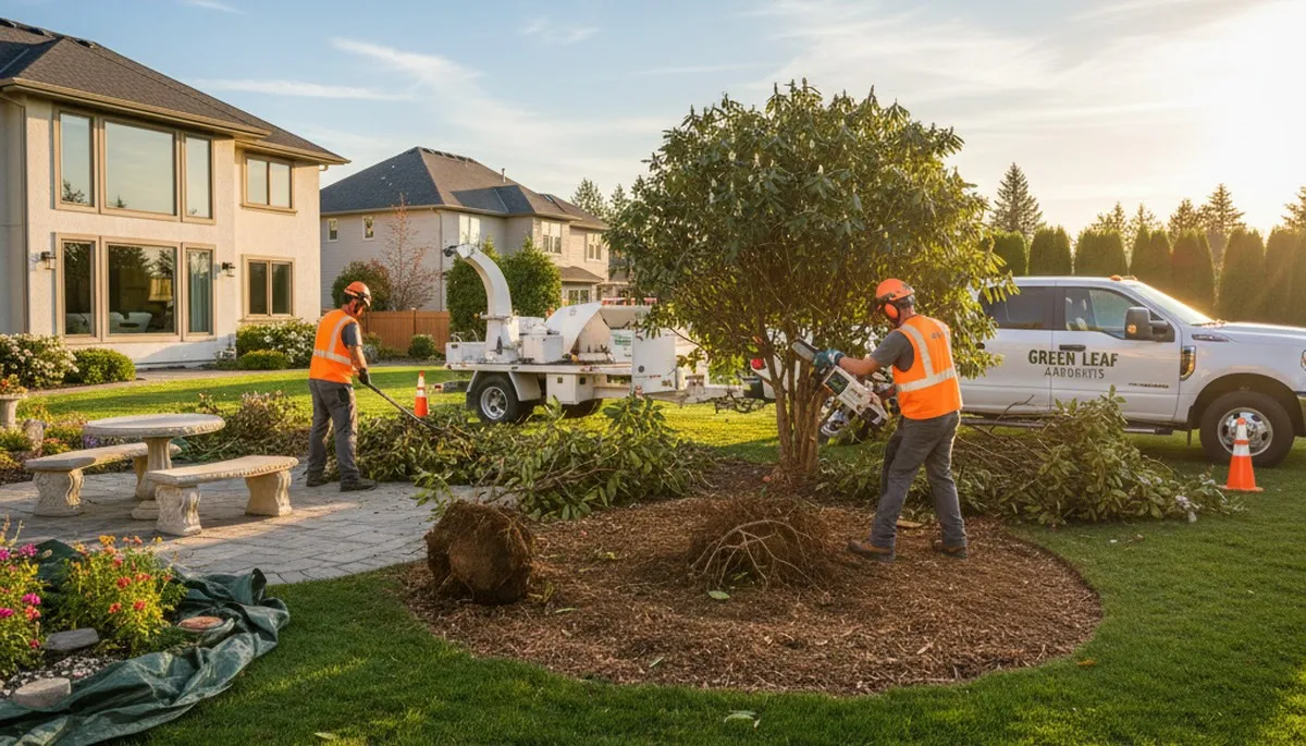 Professional shrub removal service in Las Vegas NV by Chop Chop Tree experts clearing overgrown bushes
