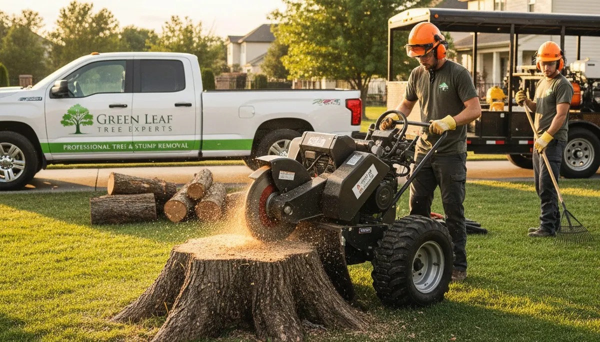 Professional stump removal service clearing desert yard in Las Vegas, NV