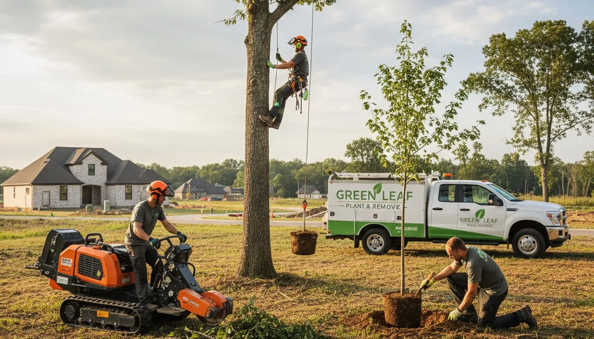 Professional tree planting service in Las Vegas, NV with experts installing desert-adapted trees