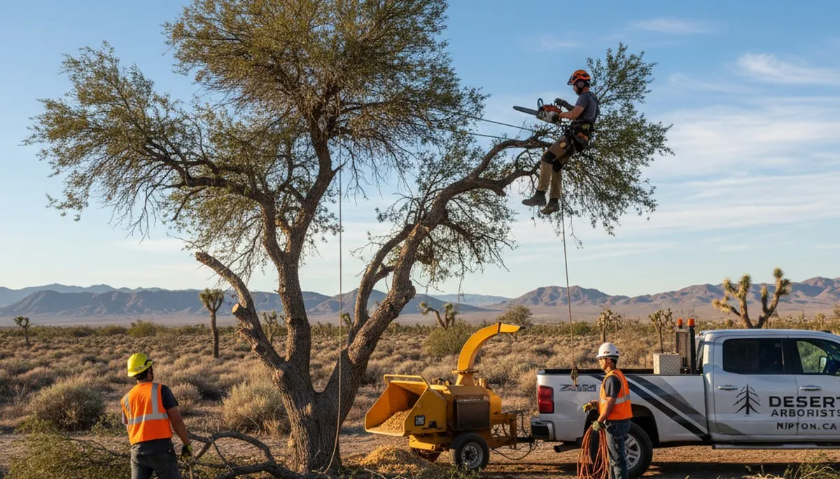 Professional tree removal service in Las Vegas NV safely clearing large residential trees